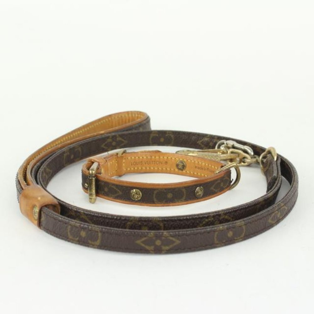 Louis Vuitton Monogram Baxter Leash and Collar Set 1012lv33